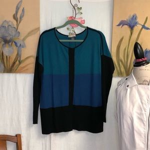 Joan Vass pullover sweater in luxe fabric and colors. Size medium.